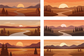 Sunset Landscape Series A Collection of Serene Nature Scenes.