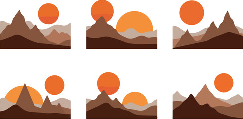 Sunset over Mountains A Scenic Landscape Illustration.
