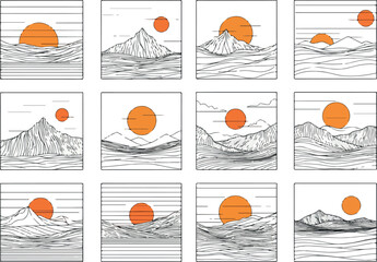 Sunrise over Mountain Range A Collection of Artistic Landscapes.