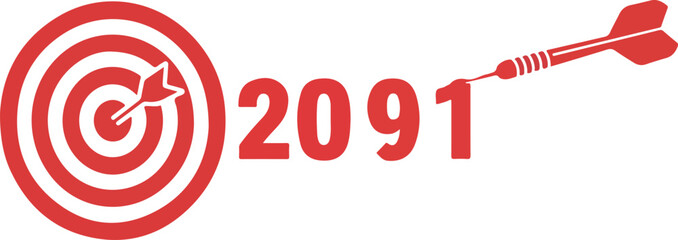 Target and dart hitting the bullseye with the number 2091.