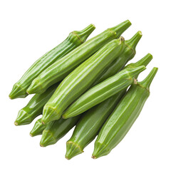 Fototapeta premium Fresh Green Okra Vegetable Harvest Bounty Healthy Food isolated on a white background