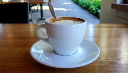 Obraz premium simple and minimalist a coffee image on the table of cafe.