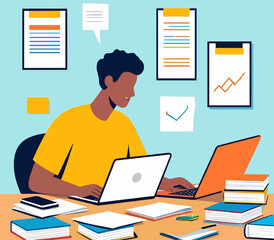 business man working on laptop