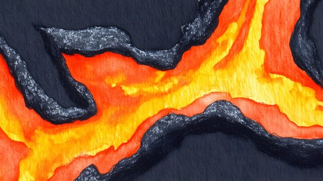 Lava flow eruption volcanic landscape digital art abstract viewpoint nature concept