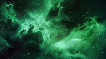 Obraz premium Galaxy and stars combination with green hues and fractals, abstract for space themes. Ideal for various applications.