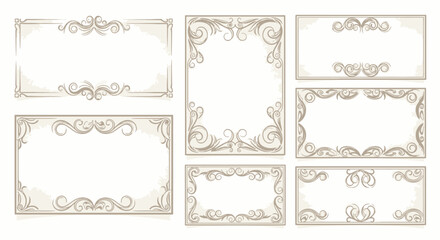 Elegant vintage ornate frames and borders collection perfect for invitations, certificates, and decorative design projects with classic appeal