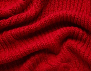 Close-up of a vibrant red knitted fabric