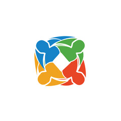 Colorful Abstract Teamwork Community Connection People Group Logo Icon