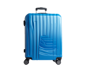 Blue Hard Shell Suitcase with Wheels Isolated on White Background