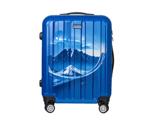 Blue Hard Shell Luggage with Wheels &ndash; Isolated on White Background
