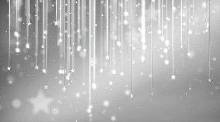 Falling silver star trails on glowing festive light background - Powered by Adobe