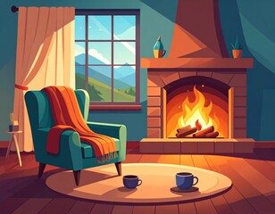 Cozy living room with fireplace (1)