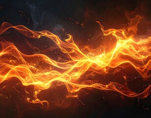Abstract fiery waves against a dark backdrop