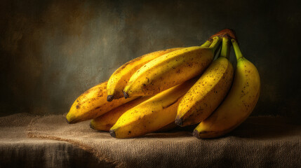 Fresh ripe bananas, healthy tropical fruit with vibrant yellow color, organic produce for nutritious diet, natural snack, and delicious dessert options