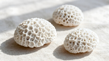 Three White Coral Specimens