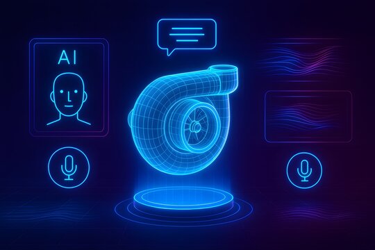 Futuristic Holographic Turbocharger UI with AI-Driven Tuning Assistant - Powered by Adobe