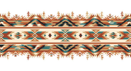 Captivating tribal geometric border pattern in earthy tones, perfect for textiles, backgrounds, and cultural designs