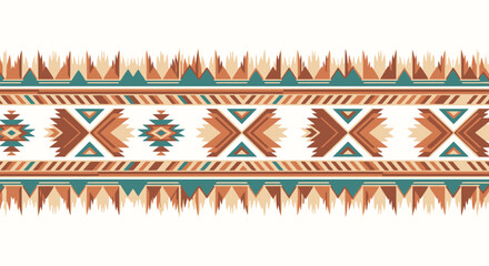 Stunning Southwestern tribal geometric border design with vibrant earthy tones and intricate diamond patterns for decorative projects