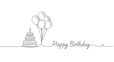 Celebrate joy with a festive birthday cake and balloons, perfect for wishing someone a very happy birthday!