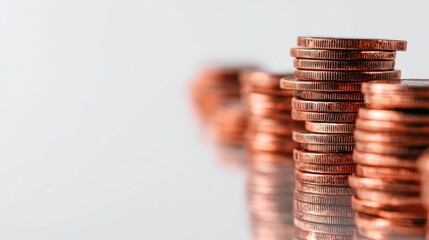 Stacked copper coins financial concept
