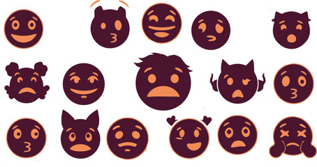 Fototapeta premium Collection of expressive emoji faces in various emotions and styles, suitable for digital communication and design projects