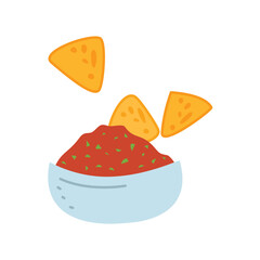 Mexican salsa sauce, Salsa chili with Tortilla Chips, Red Tomato Salsa