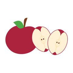 Red Apple Slice Illustration