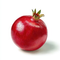 Ripe Red Pomegranate on White Background