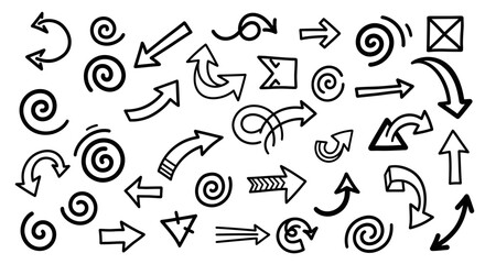 Hand-drawn arrow collection showcasing direction, navigation, and creative design elements for visual communication and modern projects