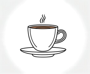 Minimalist black outline of a coffee cup,