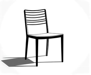 Minimalist black outline of a chair, clean line art illustration, isolated on white"
