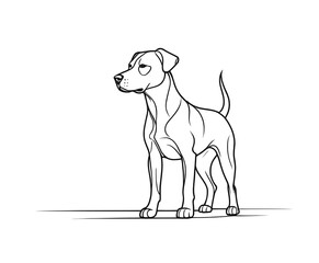 Continuous line art of a dog standing