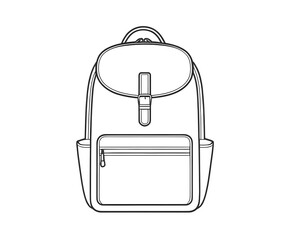 Minimalist outline of a backpack, simple thin lines, isolated illustration