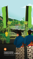 Flat Design Illustration of Javanese Culture in Indonesia