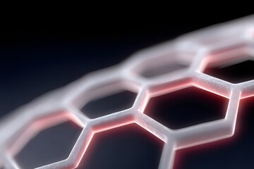 Close-Up View of Hexagonal Structure in Abstract Design with Light Effects