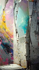 Abstract art, vibrant colors, textured panels