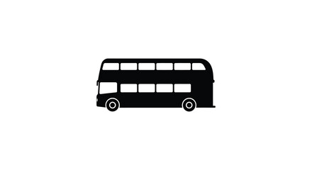 A classic black double decker bus design in simple silhouette