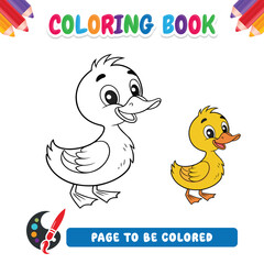 Coloring book for kids Duck vector