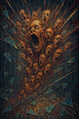 Firestorm of Faces in Haunted House