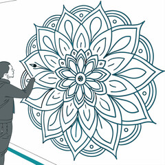 Abstract floral ornament with circular mandala design vector