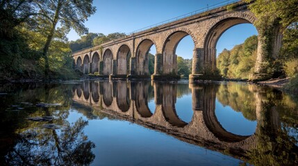 Fototapeta premium Stone bridge reflecting in river