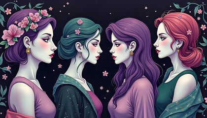 Vector illustration of the diversity and diversity of women on World Women's Day.