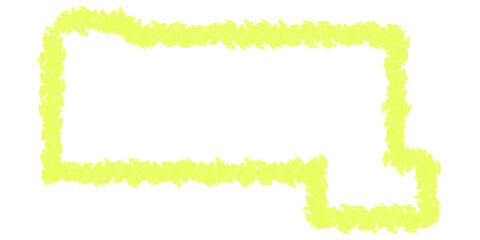 Abstract Lemon Yellow Rectangle Border Outline Chalk Texture Digital Art Illustration Graphic on transparent background