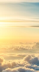 Breathtaking golden hour aerial view of fluffy clouds floating serenely in the sky, perfect for inspirational dreamscapes and calming visuals