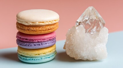 Colorful macarons and crystal