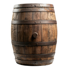 Fototapeta premium A wooden barrel with a metal handle and a wooden lid.