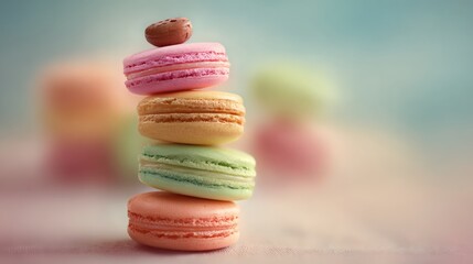 Colorful macarons stacked dessert