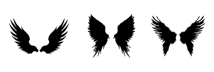 A black silhouette of a majestic eagle in flight with wings spread wide captured against a clean white background isolated on white background silhouette