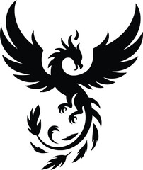 Obraz premium Mythical phoenix bird spreading wings in flight silhouette majestic fantasy creature rebirth symbol