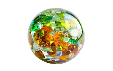 Elegant Glass Paperweight with Intricate Pattern on white background